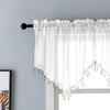 PearAge Beaded Triangle Sheer Valance Curtains for Living Room,Rod Pocket Farmhouse Window Valance, Bead Trim Tassel Voile Sheer Curtain Valance for Bedroom Bathroom Cafe 51x24 Inches (Ivory) 1PC