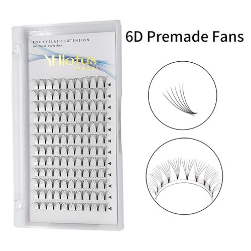 Premade Fans Eyelash Extensions 6D 0.07 C/D Curl Natural Premade Volume Fans Short Stem Russian Volume Fans Lash Extensions Vender (12mm, 6D-0.07-D)