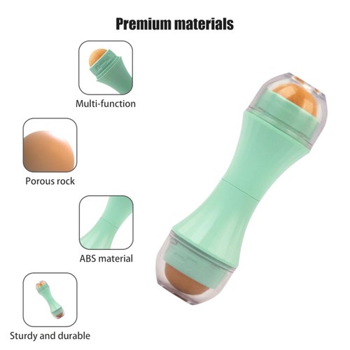 Shaoduoli Oil Absorbing Volcanic Roller,Facial Oil Resistant Rolling Stone Ball,Face Oily Skin Control Tool,Instant Results,Remove Excess Shiny,Double-end/Reusable/Washable/Replaceable