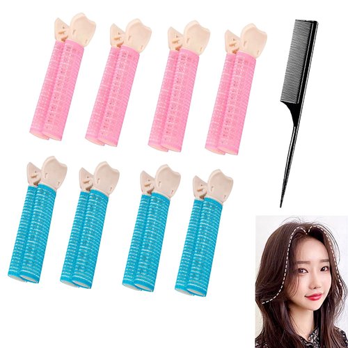 8pcs GetALift Instant Hair Volume Clips for Roots - Velcro Roller Clips for Natural Hair Volume and Lift - Pink & Blue