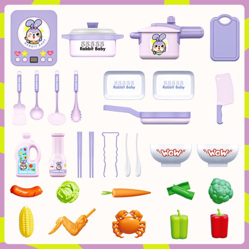 SMILESSKIDDO Play Kitchen Playset for Kids 3-12 Year Old - Toy Kitchen Pretend Play Food Sets for Girls Boys, Purple Play Pots and Pans Sets for Kids Kitchen, Learning Gift for Toddlers