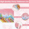 96pcs Pink Axolotl Plates and Napkins Party Supplies Reptile Animals Tableware Set Girl Axolotl Party Decorations Favors for Pink Axolotl Birthday Baby Shower Serves 24 Guests