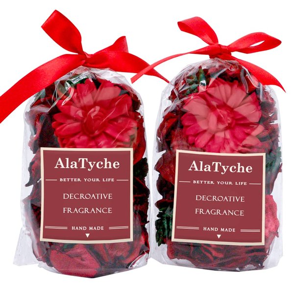 AlaTyche Potpourri Bags,Cinnamon Apple Scented Potpourri Bowl Filler,Red Potpourri Dried Flower,Home Fragrance Sachet of Petals-Mini