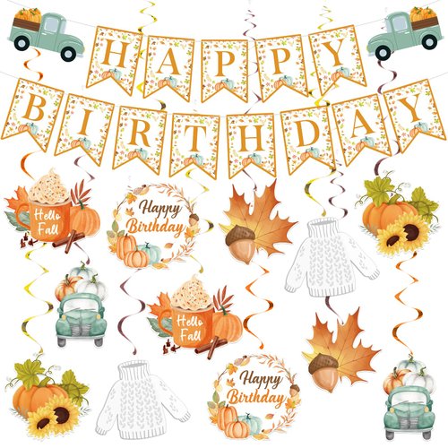 Little Pumpkin Party Decorations, Banner and Autumn Party Hanging Swirls Decorations, Little Pumpkin Fall Party Supplies