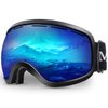 Juli Ski Goggles, Skiing Skating Snowboarding Goggles with Anti-Fog UV Protection M3(Black Frame/7.9% VLT Blue Len)