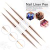 Nail Art Bushes Set, Professional 5Pcs Double-Ended Nail Brush Kit for Details, Long Lines, Ombre & 3D Design-Perfect for DIY Manicures & Salons (White)