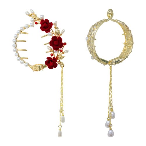 yueton 2 Pack Flower High Ponytail Claw Clip Rhinestone Butterfly Ponytail Buckle Hair Clip Nonsl...