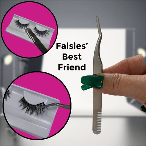2 Fake Eyelash Extension Applicator for Mistake-Proof Artificial Lash Placement – Ergonomic Slim Design Handle Strip Lashes Individual Eyelash Clusters Wisp Silk Mink DIY Professional Makeup Artists