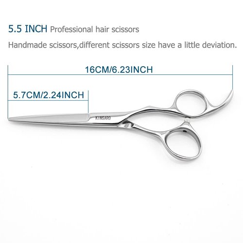 5.5" Professional Hair Scissors Barber Scissors Haircut Scissors Hair Cutting Scissors Hairdresser Scissors 440C Hair Shears Blind Hole Convex Edge KINSARO
