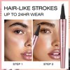 Microblading Eyebrow Pen, Eyebrow Pencil with 4-Fork Tip Magic Brow Tattoo Pencil for Women, Waterproof, Long Lasting Eyebrow Makeup (Dark Brown)