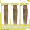 RUNATURE Human Hair Ponytail Extension Blonde Clip in Ponytail Hair Extension Dark Blonde Highlight Caramel Blonde Short Ponytail Human Hair Extensions Straight Pony Tails Hair Extension 12 Inch 70g