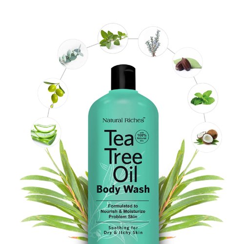 Natural Riches Tea Tree Oil Body Wash, 16 fl oz - Soothing, Calming, and Hydrating for Normal, Combination, Sensitive, Oily, and Dry sensitive skin bodywash