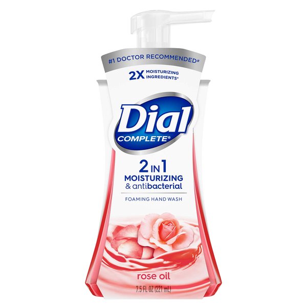 Dial Complete 2 in 1 Moisturizing & Antibacterial Foaming Hand Wash, Rose Oil, 7.5 Ounce