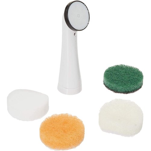 Greenco Electric Scrub Brush with 4 Replaceable Brush Attachment Heads, Electric Cleaning Brush Scrubber, Spin Scrubber, Bathroom and Grout Auto Power Scrubber, New and Improved Version