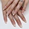 24Pcs Nude Gradient French Tip Press on Nails Medium Length Almond Shaped Artificial Acrylic Fake Nails TBRZTR Full Cover Reusable Glossy Nature French Coffin False Nails Glue on Nails for Women