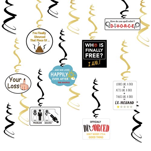 8pcs Funny Divorced Party Hanging Swirls Sarcastic Humor Hilarious Divorced Party Ceiling Streamers Divorce Decor for Divorced AF Boy Bye Felicia Single Freedom I'm Done Breakup Party Supplies