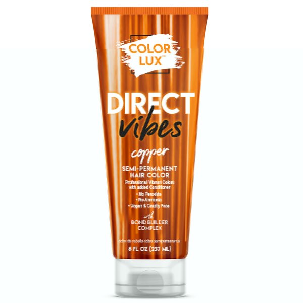 Color Lux Direct Vibes Semi-Permanent Hair Color, Copper, Vibrant & Long-Lasting Shade, Ammonia-Free, Vegan, Sulfate-Free, Paraben-Free, 8 fl oz