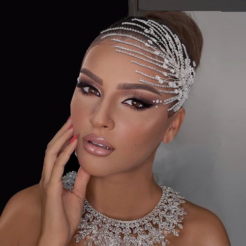 Eiaork Wedding Headband Crystal Bridal Headpiece Rhinestone Hair Accessories for Women Bride and Bridesmaids (188 Silver)
