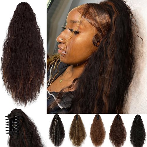 Yekartary Claw Clip Ponytail Extension for Women 18 Inch Long Wavy Multi Layered Hairpiece Fluffy...