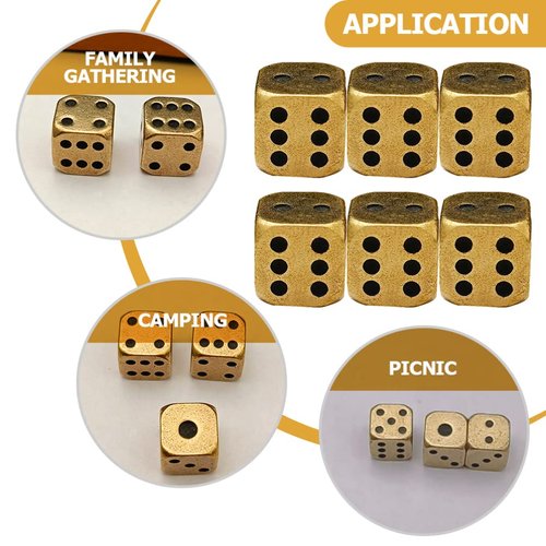 Metal Dice Set 6pcs Brass Dices Game Dice Metal Dices Poker Party Game Toy Portable Dice Man Boyfriend Club Bar Entertainment Game Accessories