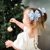 Totelux Christmas Snowflakes Hair Clips Glitter Bow Hair Barrettes Winter Snow Hairpin Grosgrain Ribbon Hair Accessories for Women Girls White Blue 2PCS
