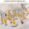 Makeup Brush Set, VANDER 24pcs Premium Synthetic Makeup Brushes for Foundation, Professional Eyeshadow, Eyeliner, Concealer Make up Brush Kit with Leather Travel Makeup bag, Champagne