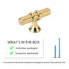 LONTAN 10 Pack Gold Brass Kitchen Cabinets Knobs Dresser Knobs T Bar Solid Cabinet Hardware Drawer Knobs Single Hole Brushed Brass Knobs for Dresser Drawers