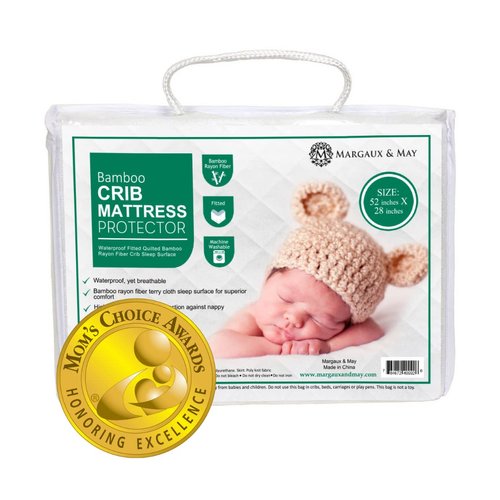 Ultra-Soft Waterproof Crib Mattress Protector Pad - Breathable Premium Bamboo Rayon - Noiseless Fitted Dryer Safe Cover. High Absorbency Oeko-TEX Certified (28 x 52 x 9 inches)