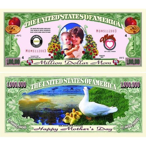 10 Mother’s Day Million Dollar Bills with Bonus “Thanks a Million” Gift Card Set