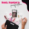 All-in-One Makeup Set for Travel & Home – 10-Piece Brush Set, LED Mirror, Cleaning Bowl, Sponges, Bubble & Spa Headbands, Wristbands, Hair Clip & Black Makeup Bag