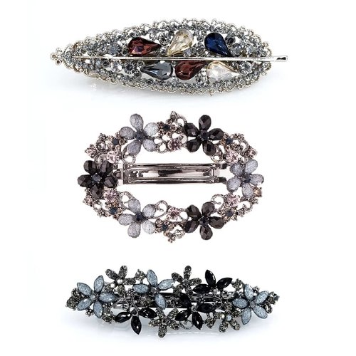 3PCS Fancy Barrettes for Women&#39;s Hair Barrettes for Thin Hair Fine Hair 2.4&quot; Small Sparkly Non Sl...