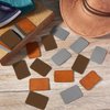 Dunzy 60 Pcs Blank Leatherette Hat Patches with Adhesive Rustic Leatherette Rectangle Patch Faux Leather Patches for Hats Custom Fabric Repair Sew Laser Supplies (Khaki, Gray, Golden Brown,3 x 2 Inch)