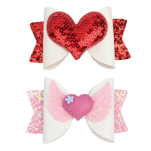Valentines Glitter Hair Clips Love Heart Sequins Bows Hair Pins Kids Girls Party Hair Accessories for Valentine's Day Birthday Holiday Hair Accessories For Girls Toddler Kids