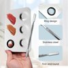 Stainless Steel Cosmetic Palette with Spatula, 3-well Mixing Makeup Palette and 3-dents Nail-art Mixer Metal Tray, also Fine Eyeliner Brush and Powder Puffs .Professional Makeup Palette with Spatula