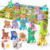 ORBRIUM Play and Pack Dinosaur Wooden Train Set Learning Number, Shapes, Colors, Counting, Game Board Bag for Wooden Railway, Number Trains, montesorri Toys, Kids Age 3, 4, 5, 6