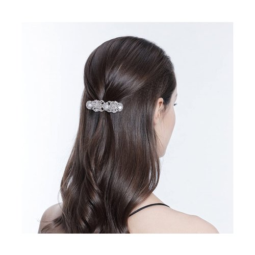 EVER FAITH Silver-Tone Austrian Crystal CZ Art Deco Flower Tear Drop Hair Barrette Clip Clear