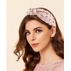 Wecoe Pink Knotted Headband For Women Girls Rhinestone Headband Wide Headbands Non Slip Fashion Cloth Sparkly Jeweled Beaded Embellished Comfortable Headband Hair Accessories For Women Girls