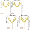 24 PCS Christmas Deer Antler Cupcake Toppers Glitter Merry Christmas Deer Cupcake Picks Wedding Hunting Rustic Birthday Cake Decorations for Baby Shower Birthday Christmas Party Supplies Gold