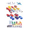 Playee Airport Playset Toy - Airplanes, Vehicles, Police Figures, Workers & Many More Accessories with Storage Bucket - Educational Gift for Kids (57 Piece, Matt Included)