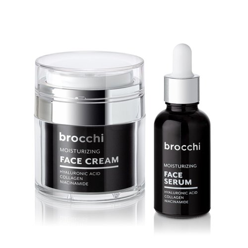 Brocchi | Hyaluronic Acid Face Cream & Serum Set – Deep Hydration, Revitalizing, Enhanced Elasticity, Collagen, Niacinamide