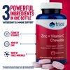 Trace Minerals | Zinc + Vitamin C Chewable | Immune Support, Antioxidant, Enzyme Function, Growth & Development | Gummy | Raspberry | 60 Chewable Wafers