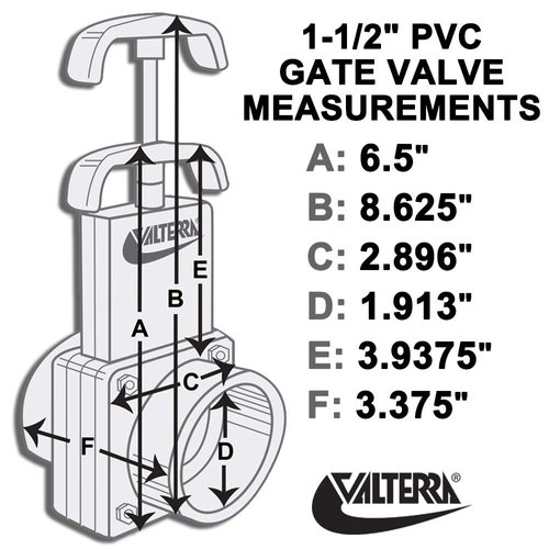 Valterra 6101 PVC Gate Valve, White, 1-1/2" Slip