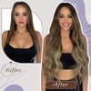 Full Shine Brown Hair Extensions Real Human Hair Weft Hair Extensions Color Medium Brown To Blonde Mix Mocha Brown Hair Weft Sew In Hair Extensions Real Human Hair Remy Hair Bundles 105G 20 Inch