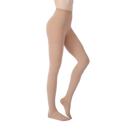 MGANG Medical Compression Pantyhose for Women & Men, Closed Toe, Opaque, Waist High Compression Circulation Leggings, 15-20 mmHg Firm Support Compression Hose for Varicose Veins, Edema, DVT, Beige M