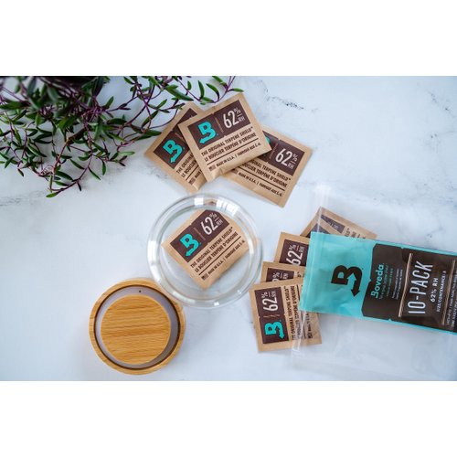 Boveda 62% RH Size 8-10 Pack Two-Way Humidity Control Packs - For Storing 1 oz - Moisture Absorber for Small Storage Containers - Humidifier Packs - Hydration Packets w/Resealable Bag