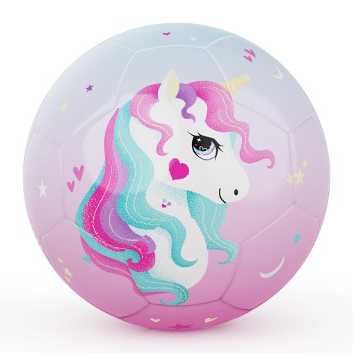 PP PICADOR Kids Soccer Ball Cute Cartoon Toddler Ball with Pump Toys Gift for Girls Boys Indoor Outdoor(Gradient Pink Unicorn, Size 3)
