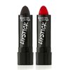 Vivid Black and Red Lipstick - 2 Pack Combo - Bold, Translucent, No Sheen Lip Color With Matte Finish - Makeup and Cosmetics by Splashes & Spills