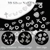 42PCS Silver Nail Charms Crystal Heart Nail Charms 3D Alloy Cross Nail Charms Metal Butterfly Charms Nail Gems Rhinestones for Women Nail Art and DIY Crafts