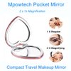 mpowtech Cute Heart Shaped Compact Mirror for Purse,Red Travel Mirror with Glitter,Leather Small Pocket Mirror,Portable 2 x 1x Magnification Folding Makeup Mirror,Cosmetic Mirror for Gift
