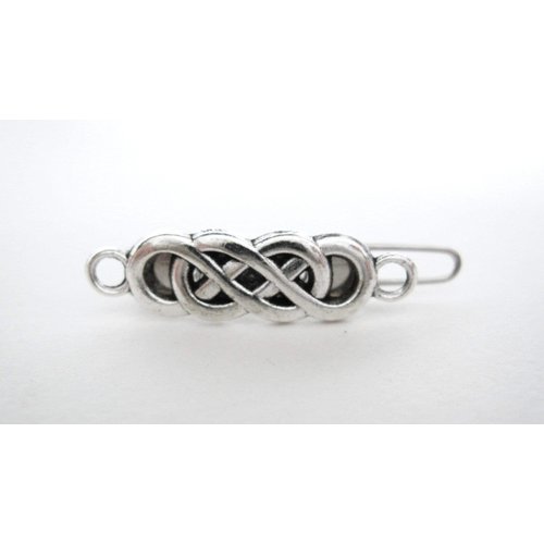 Generic 2 extra tiny small silver metal celtic knot hair clip for fine thin hair, 7